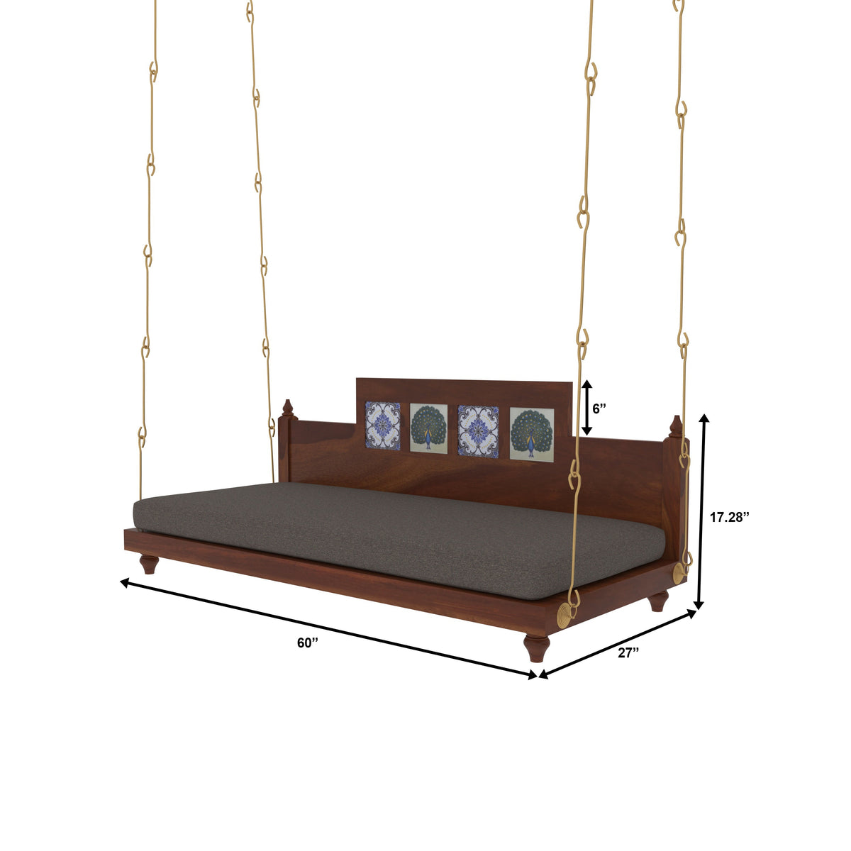 Kaia Tiled Upholstered Hanging Swing — view 6