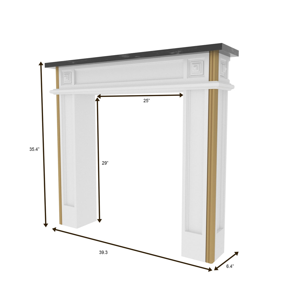 Evora Gold Engineered Wood Fireplace Mantel — view 4