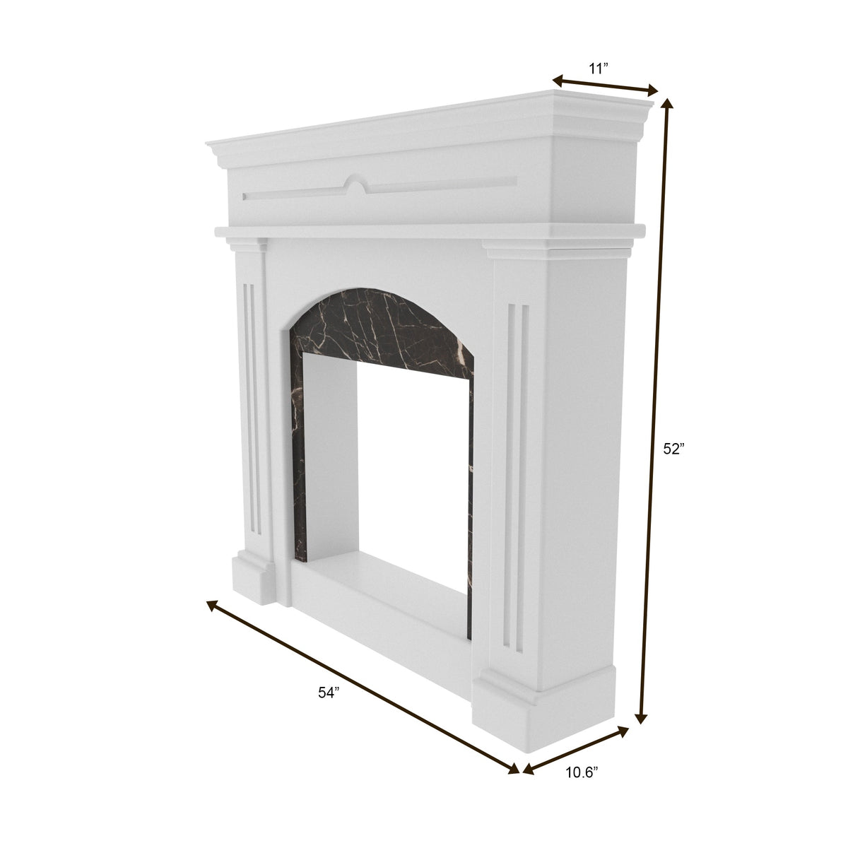 Dalia Arched White Engineered Wood Fireplace Mantel — view 4