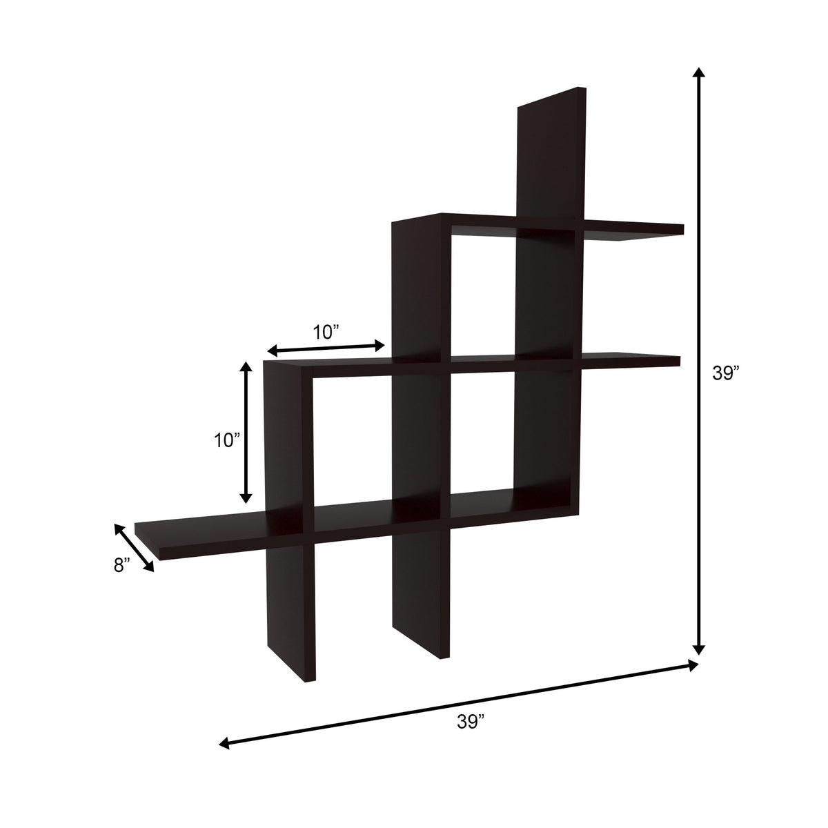Odessa Asymmetric Floating Engineered Wood Wall Shelf — view 4