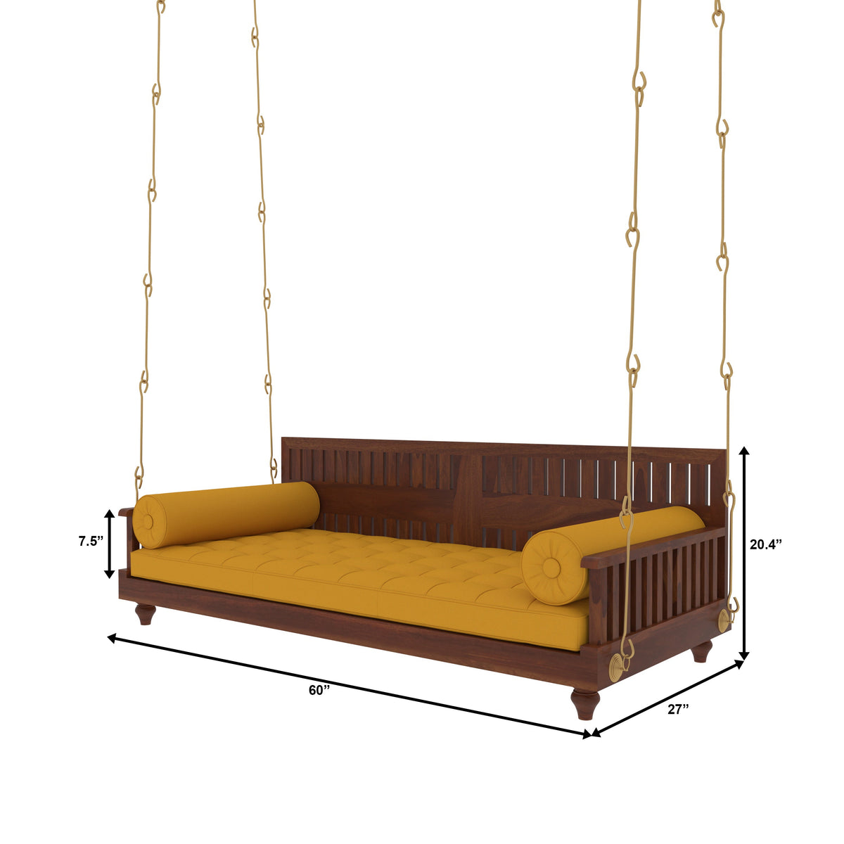 Juniper Slatted Upholstered Hanging Swing — view 2
