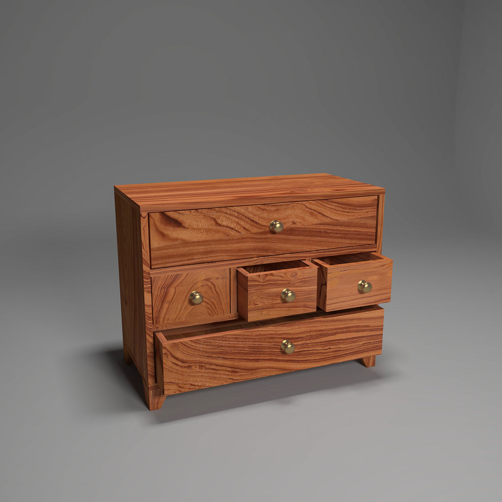 Luca Solid Wood 5 Drawer Desk Chest - Natural - product image 2