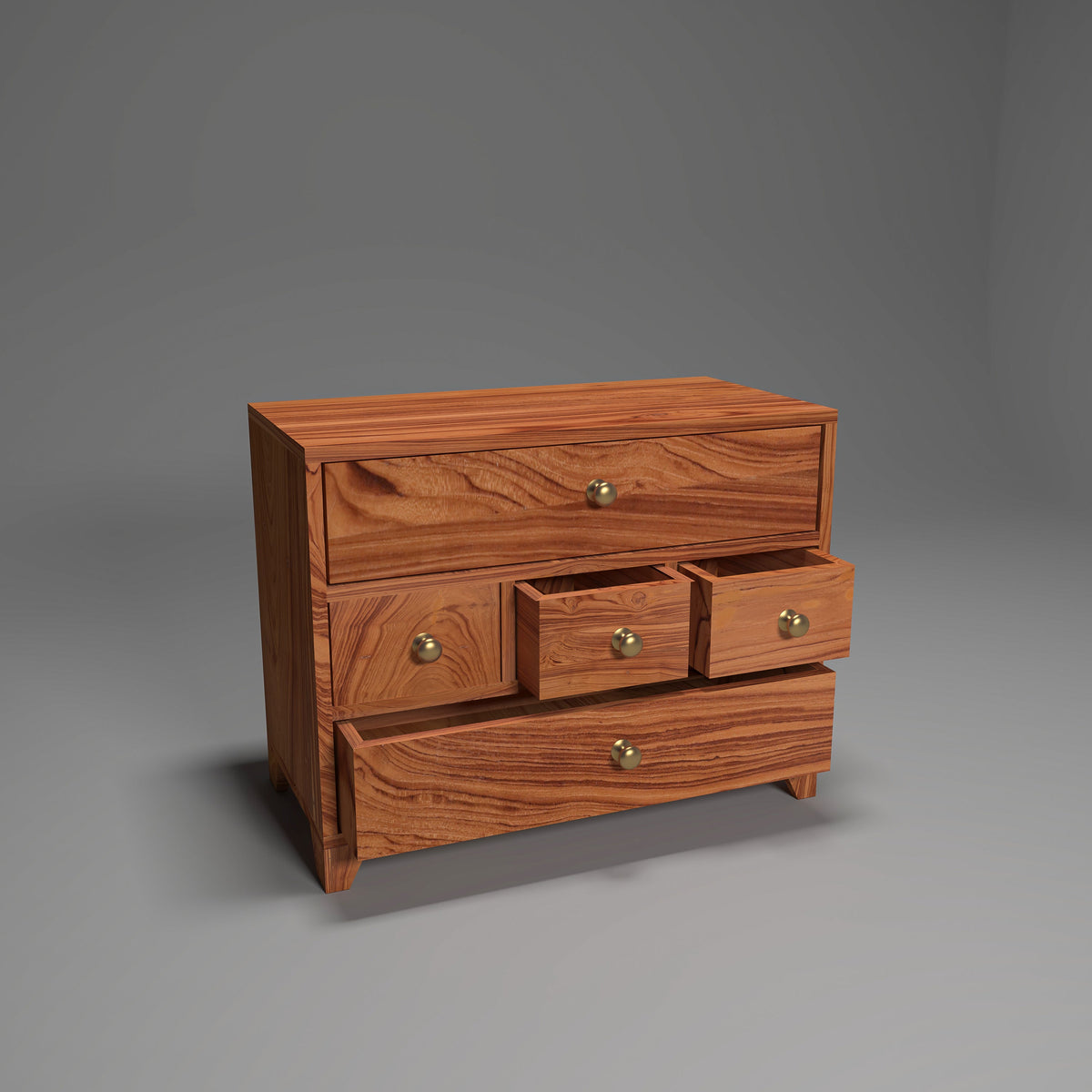 Luca Solid Wood 5 Drawer Desk Chest - Natural - product image 2