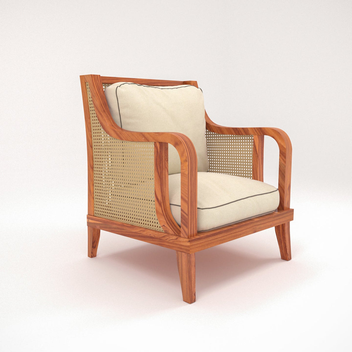Freya Cane Upholstered Armchair — view 3