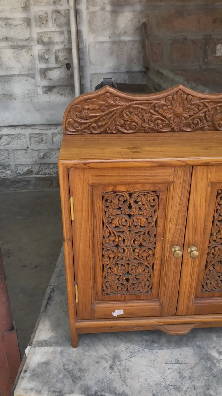 Natural Carved Wooden Double Door Temple