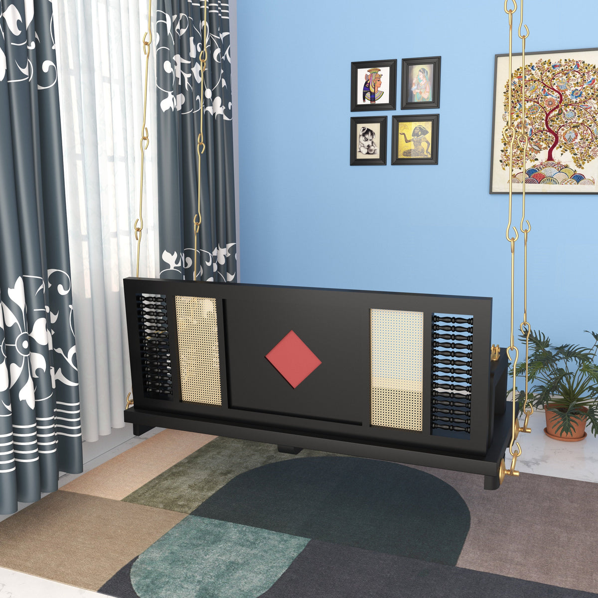 Laurel Inlay Woven Hanging Swing — view 2