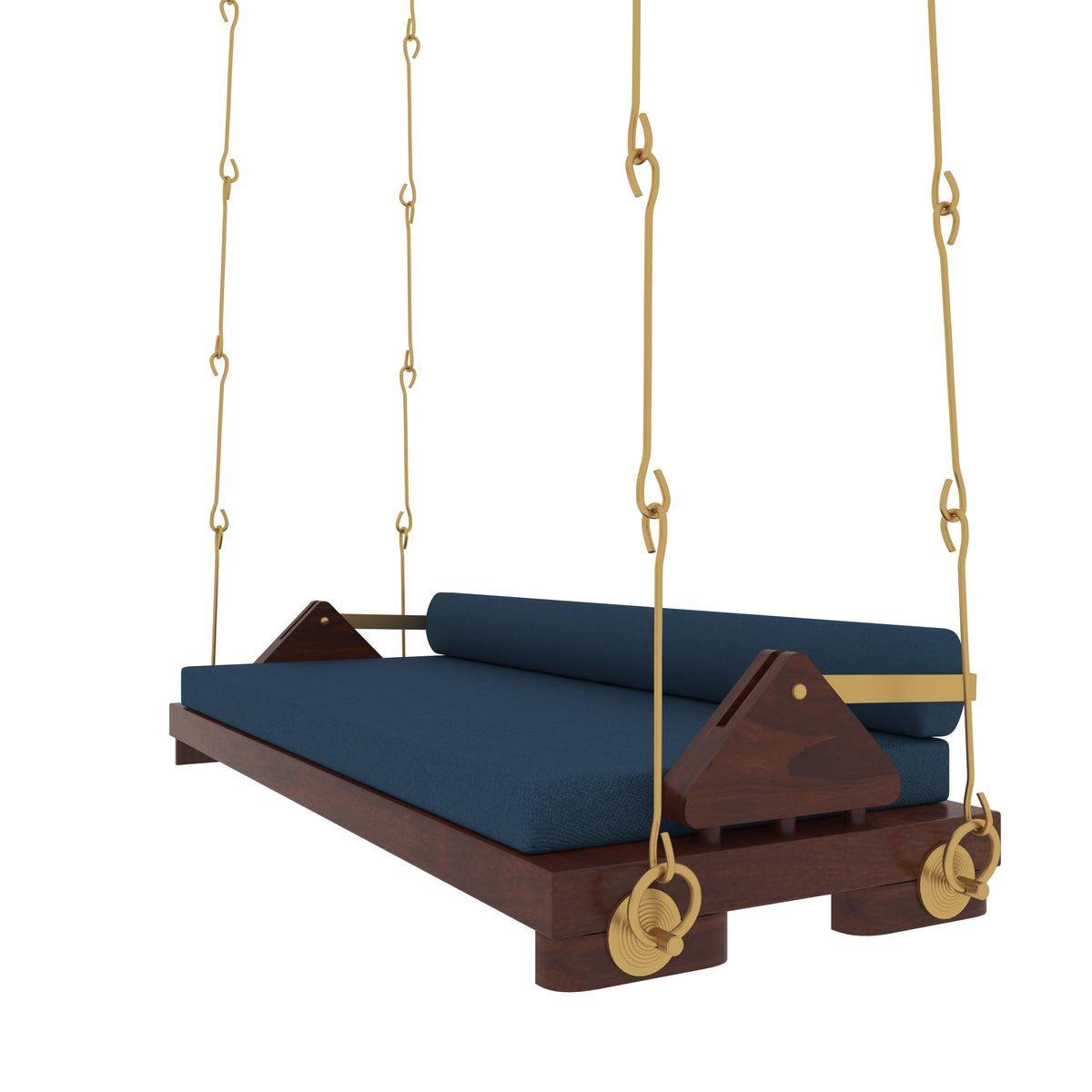 Leona Upholstered Blue Hanging Swing — view 5