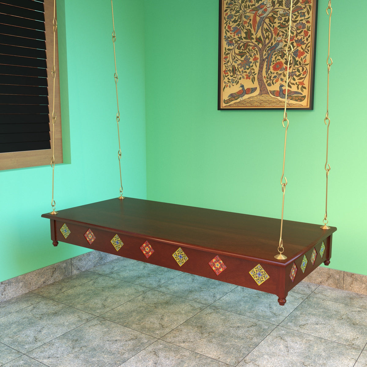 Elodie Solid Wood Hanging Swing — view 1