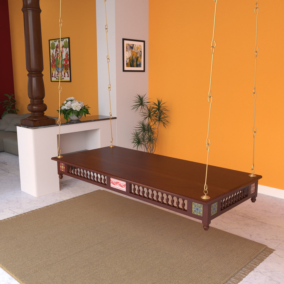 Delphine Solid Wood Hanging Swing — view 1