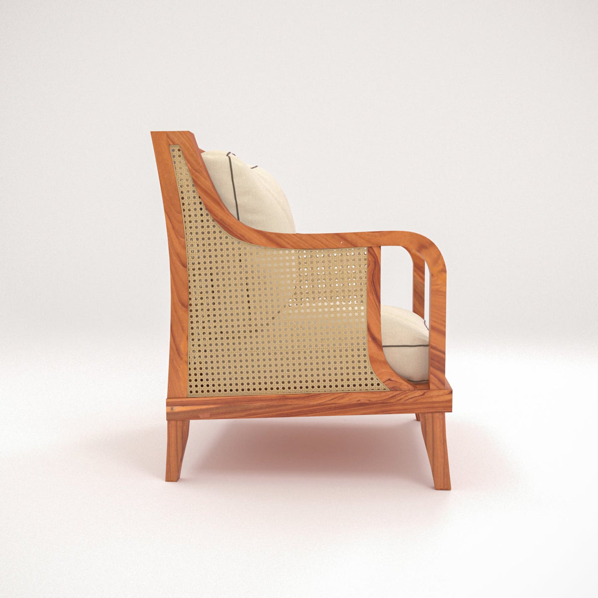 Freya Cane Upholstered Armchair — view 4