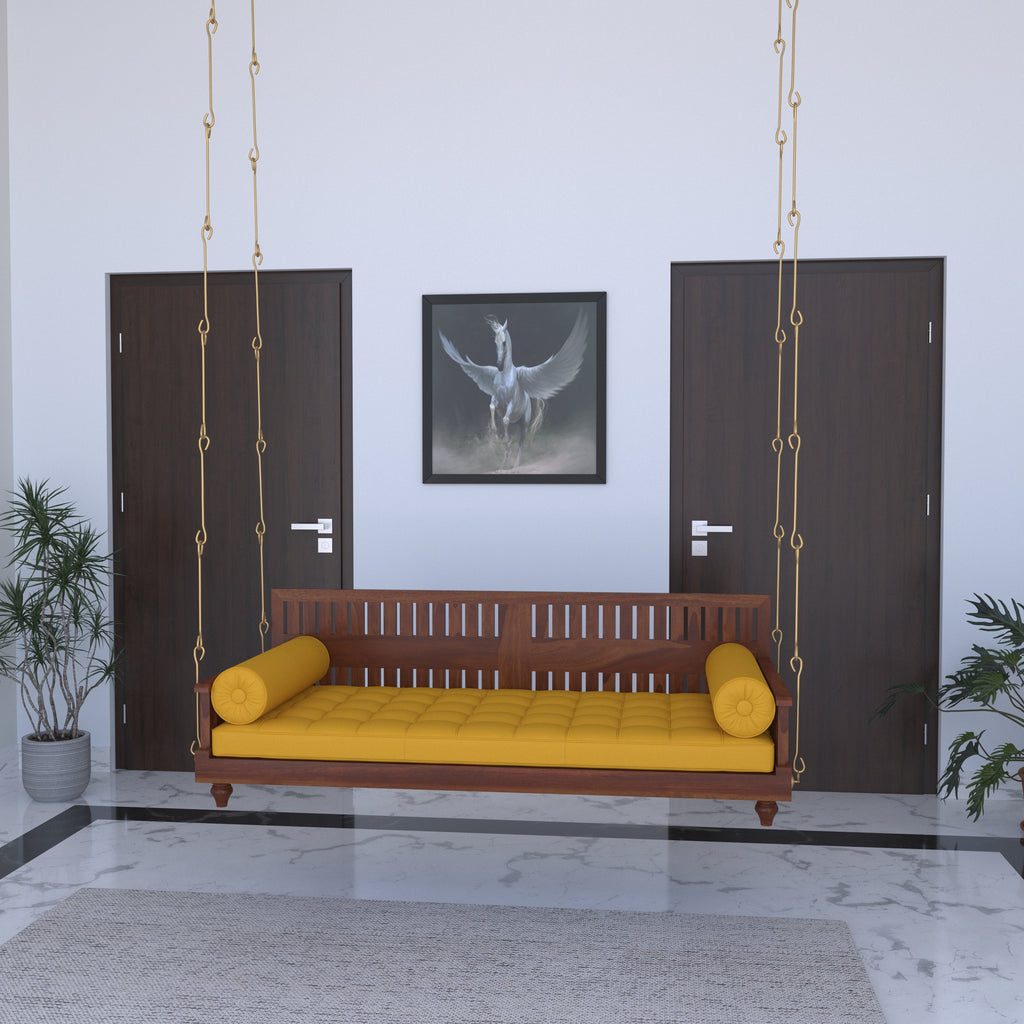 Juniper Slatted Upholstered Hanging Swing — view 1