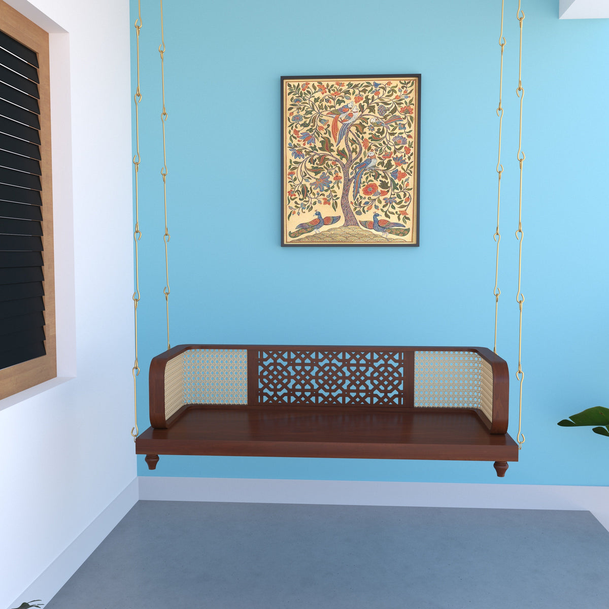 Freya Carved Hanging Swing — view 1