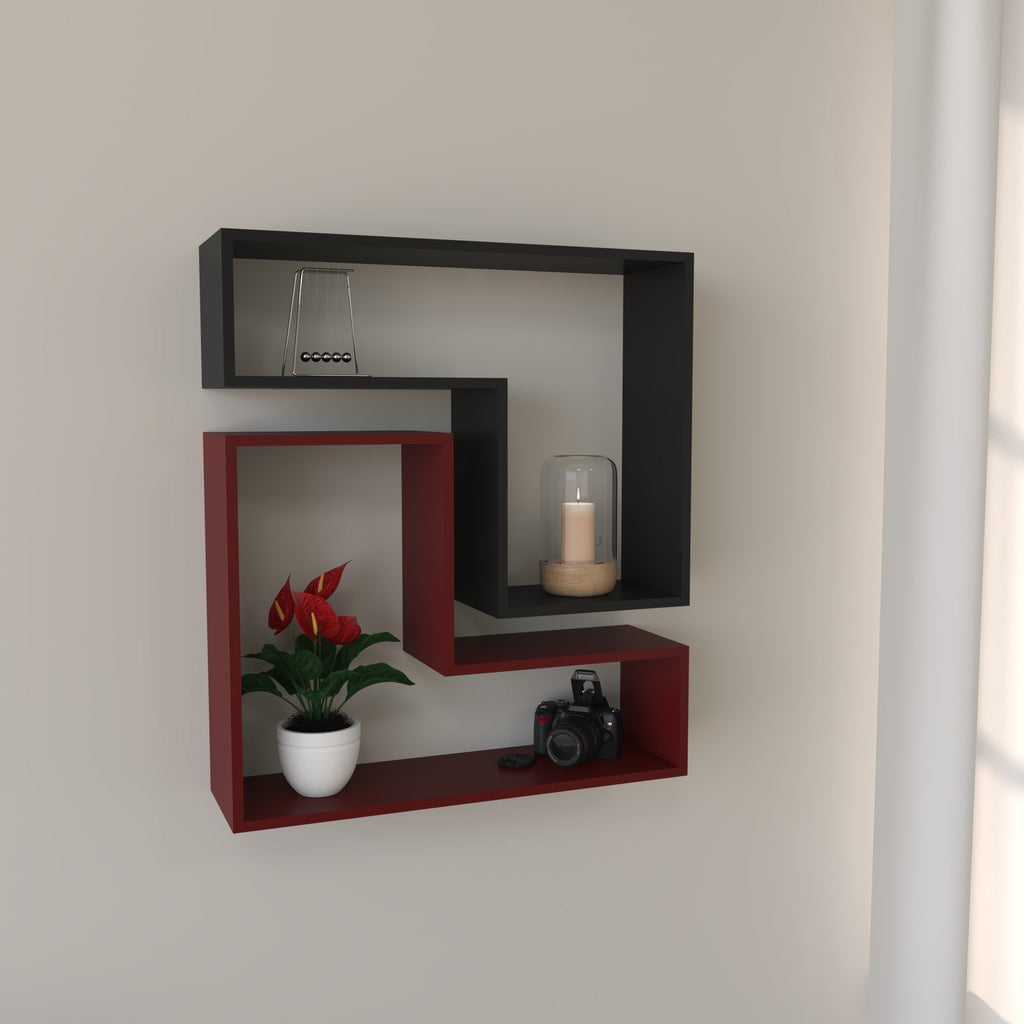 Mirabel Geometric Two-Tone Engineered Wood Wall Shelf — view 1