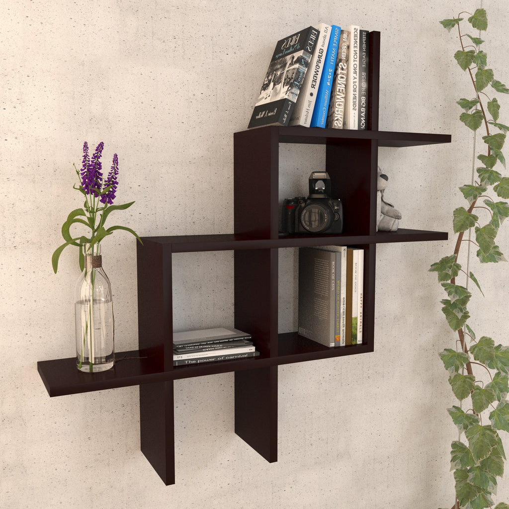 Odessa Asymmetric Floating Engineered Wood Wall Shelf — view 1