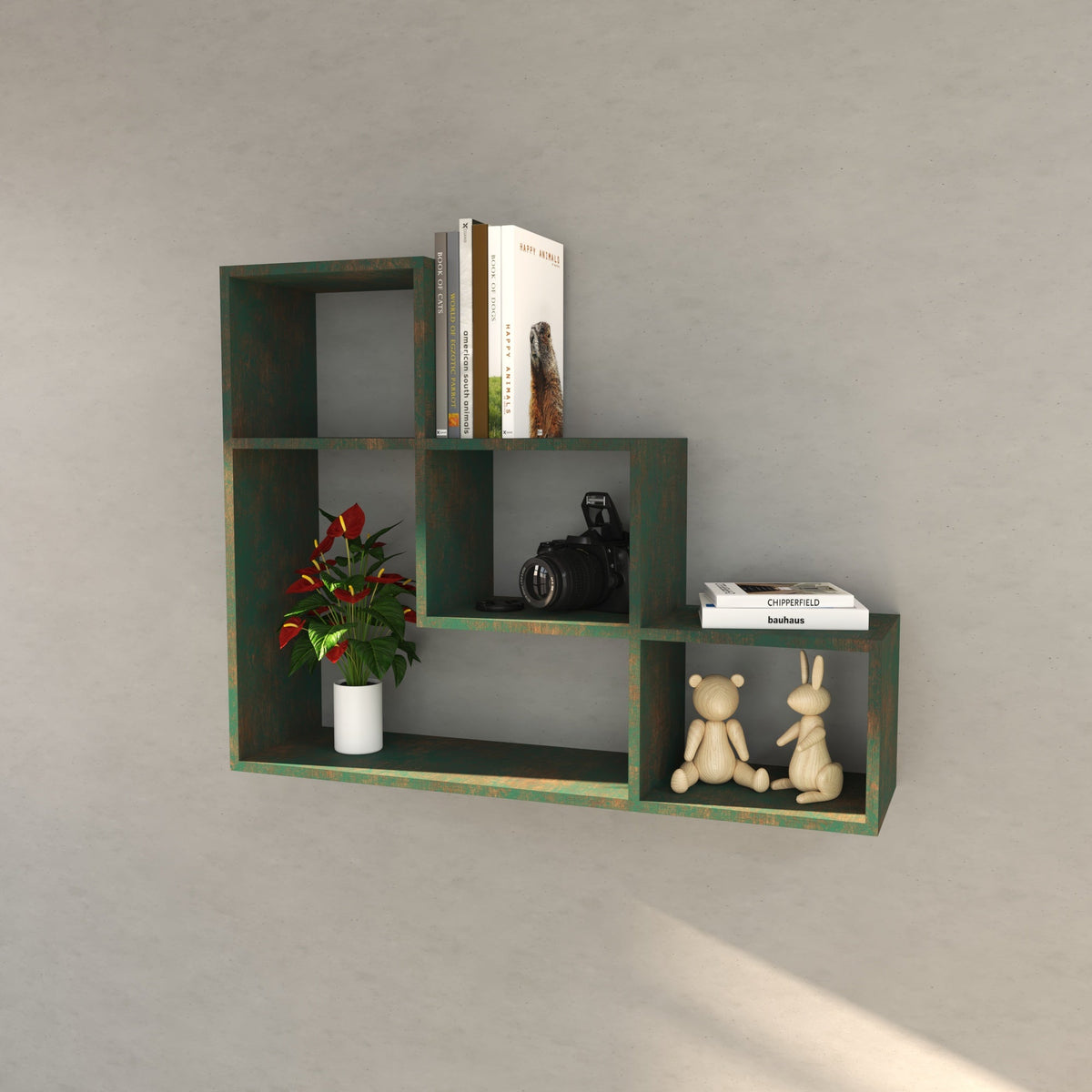Maren Geometric Engineered Wood Wall Shelf — view 1