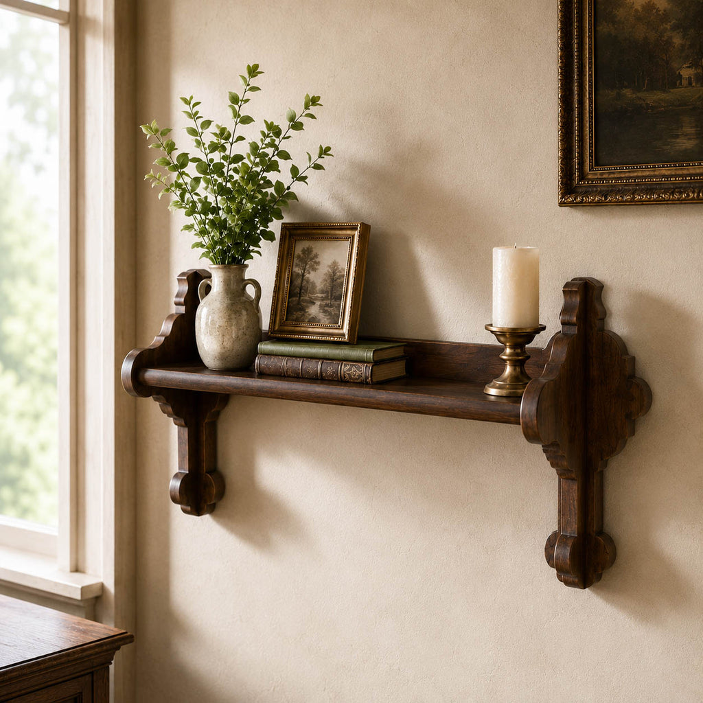 Aveline Carved Scroll Wall Shelf — view 1